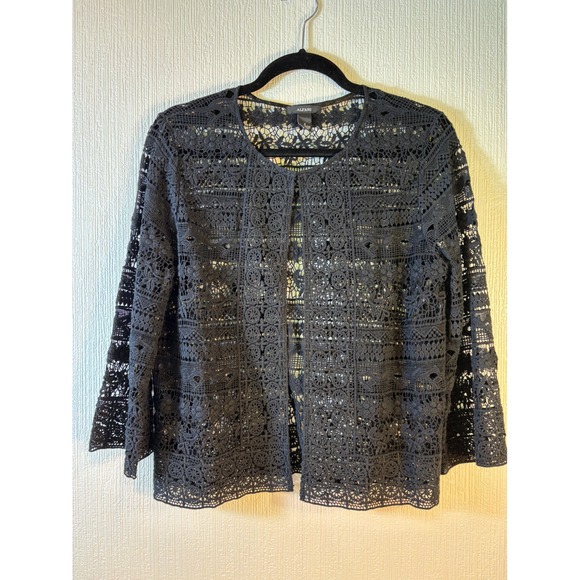 Alfani Tops - Alfani Black Crochet Lacey Cotton Cardigan Size S